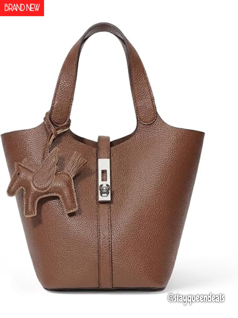 Vegan Leather Bucket Handbag With Detachable Purse